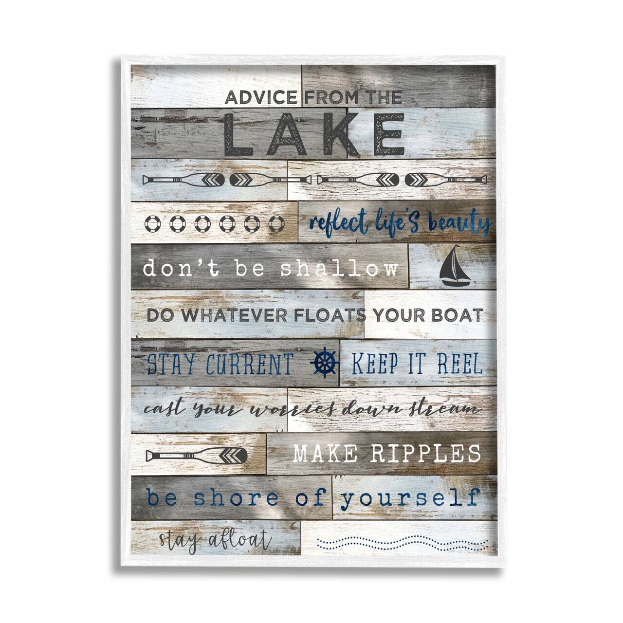 Stupell Industries Advice From the Lake List Rustic Plank Pattern Framed Wall Art